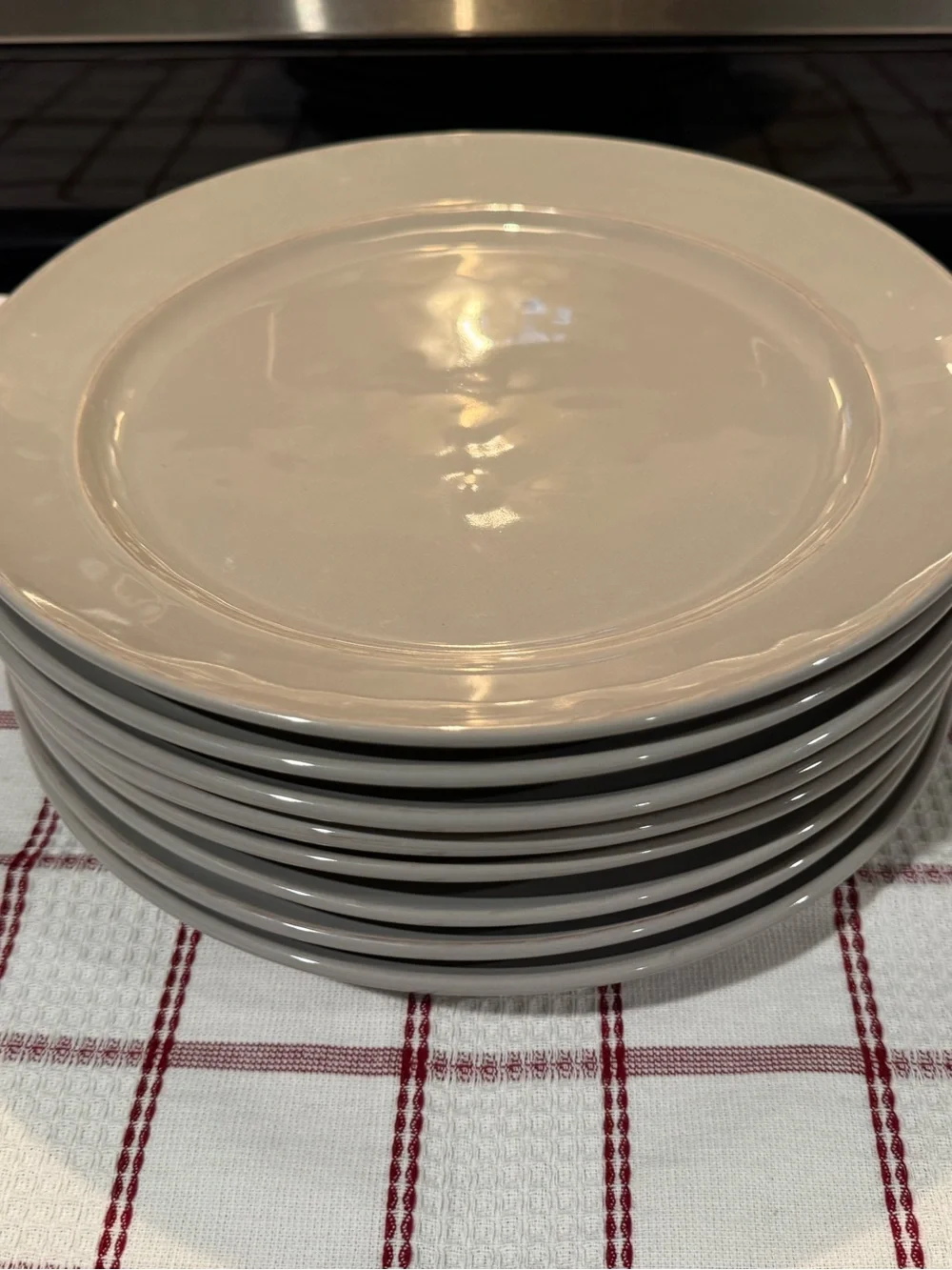 LG Pottery Barn Handcrafted Stoneware Cambria Dinner Plates, Gray, S/4